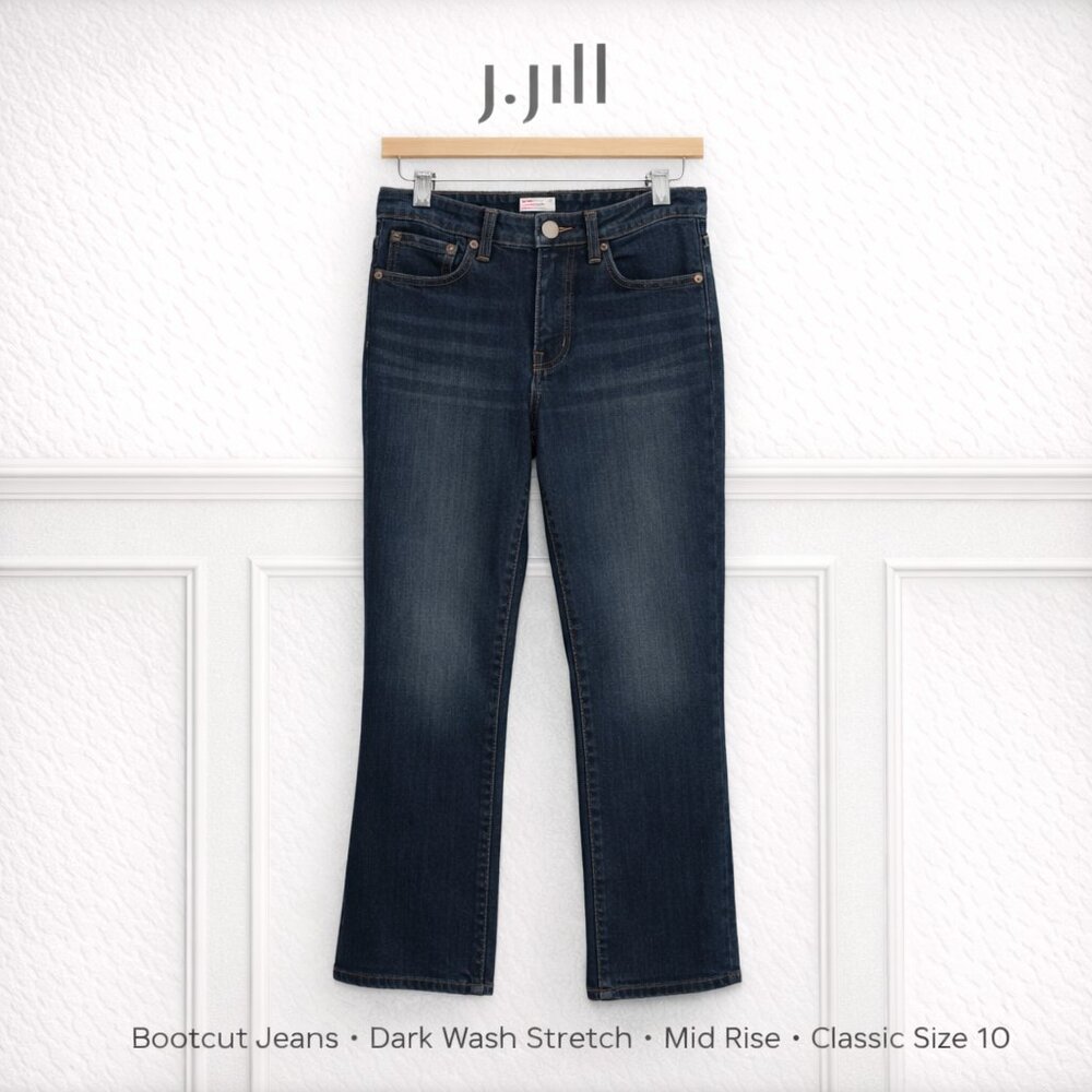 J. Jill Bootcut Jeans Dark Wash Stretch Mid Rise Classic Size 10
